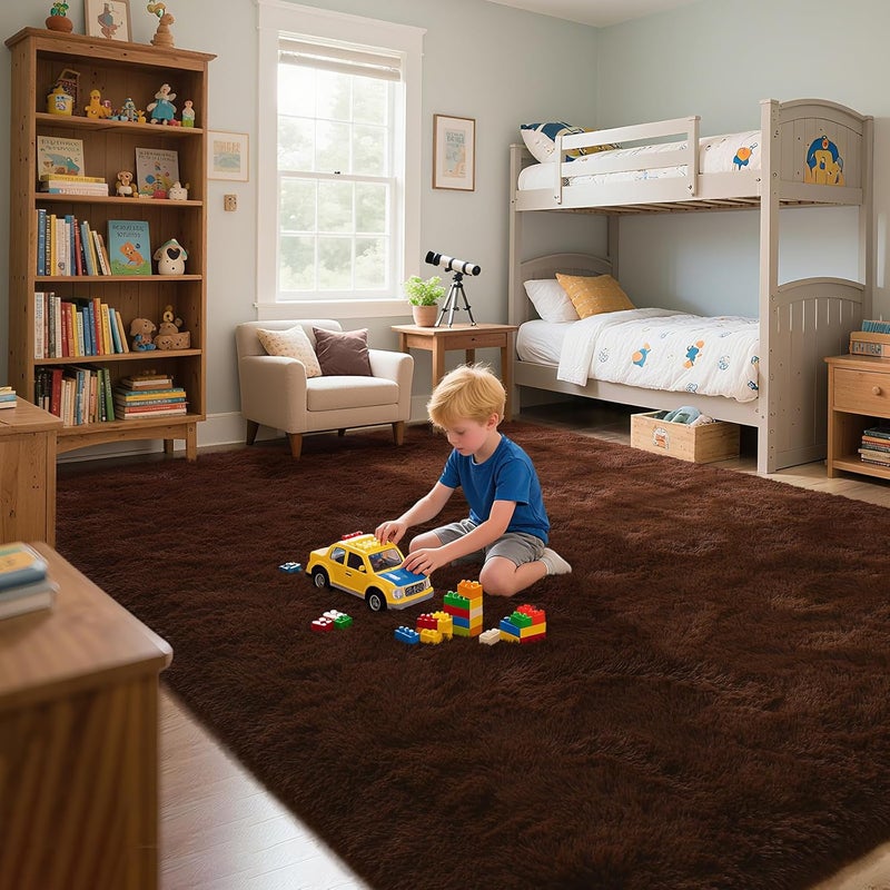 HOMORE Living Room Rug 5 x 7 Area Rug, Brown Rugs for Living Room Bedroom, Large Fluffy Rugs Super Soft Carpet for Kids Room Classroom Dorm Home - Image 5